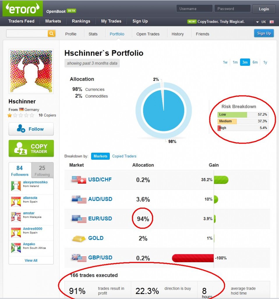 Copytrader Portfolio Ansicht
